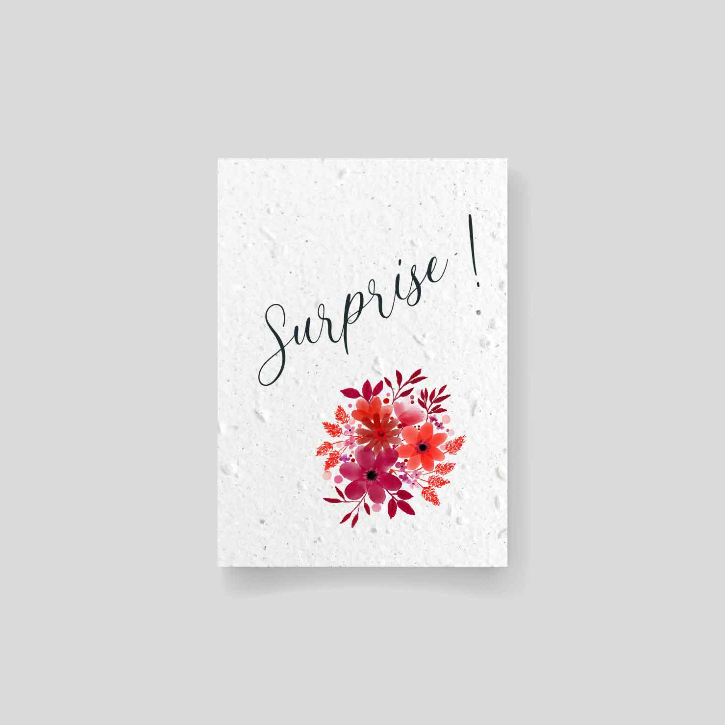 Planting card - "Surprise!" greeting card recto